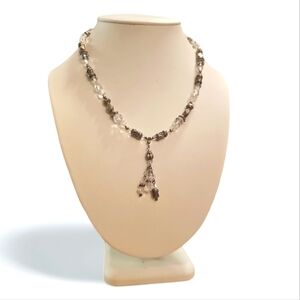 Vintage,Rare Clear Quartz & Silvertoned  Necklace Lariat Style.